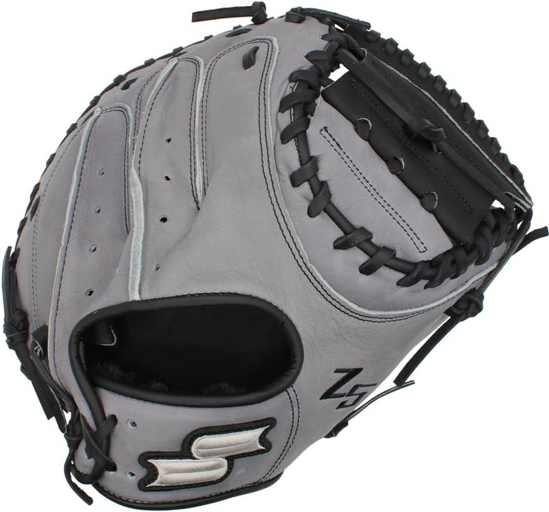 SSK Z5 Craftsman Baseball Catcher’s Mitt – 32.5” - 33” - 33.5” – Right & Left Hand Throw (Grey/Black, 33.5" - Left Hand Throw) - Image 2